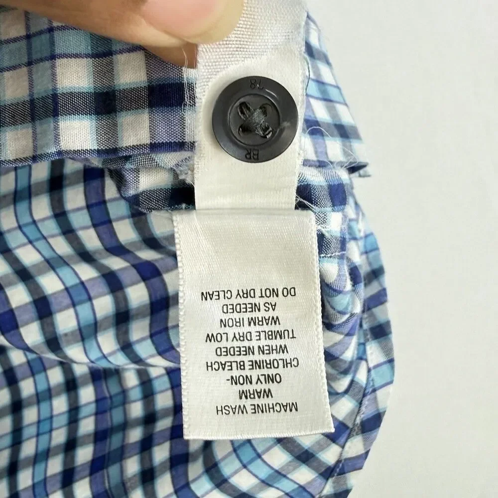 Banana Republic Blue Plaid Woven Short Sleeve Button-Up Shirt Men's Small